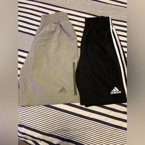 Adidas Kids Gray and Black Shorts Duo lot of 2 soccer shorts